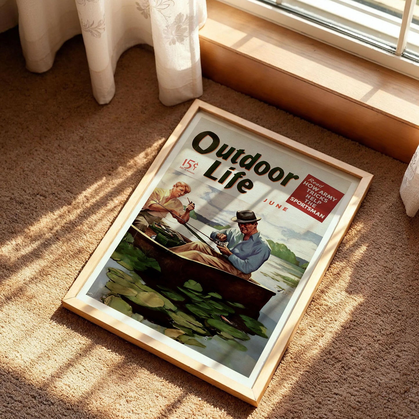 Vintage Fishing Poster Angler in Boat