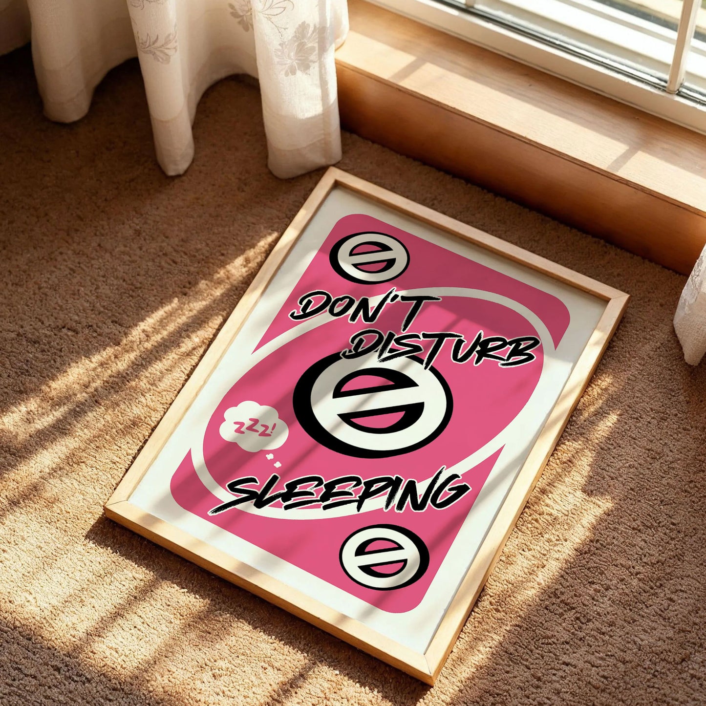 Don't Disturb Sleeping Pink Uno Reverse Card Poster