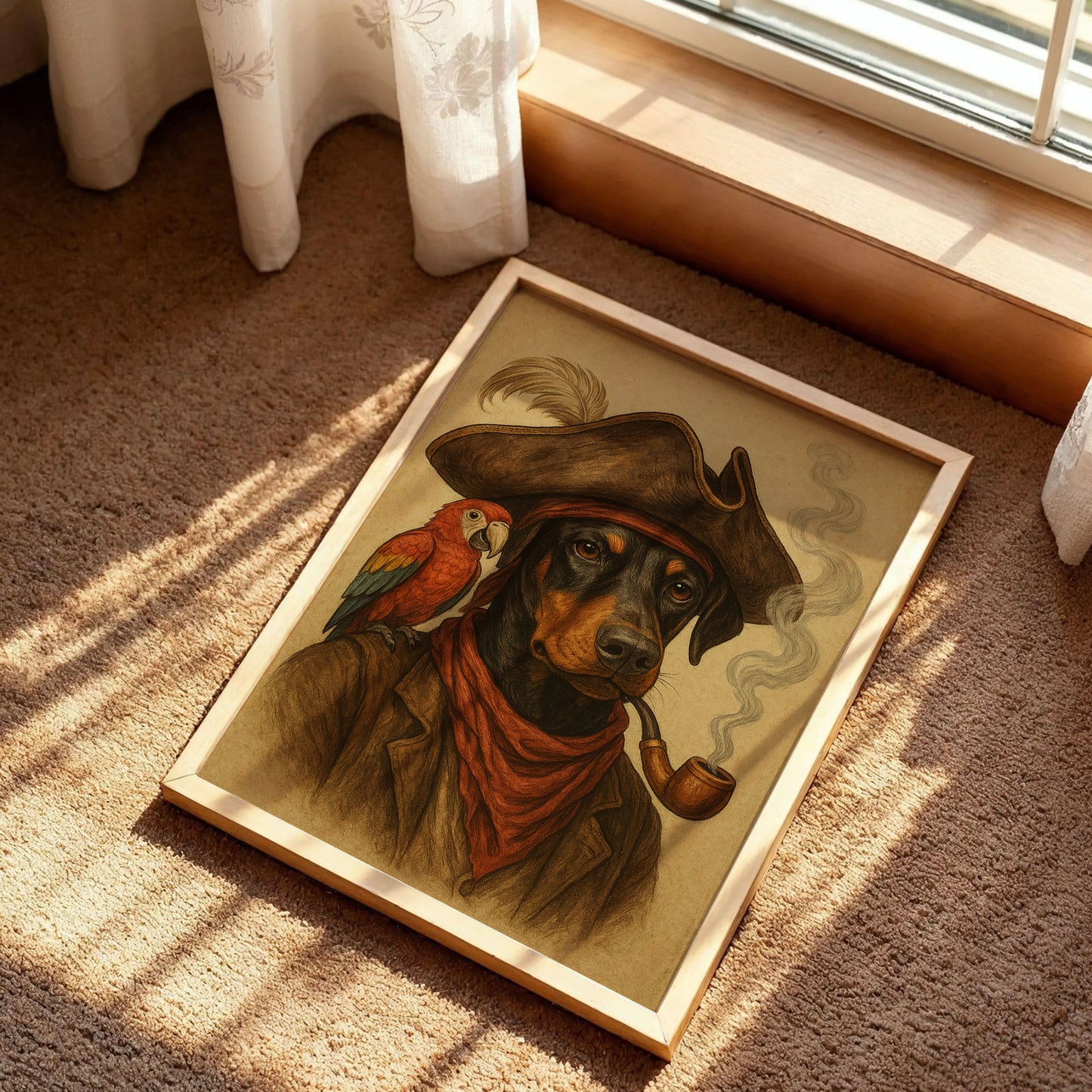 Doberman Cowgirl Hat Print Art