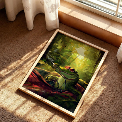 A Crocodile Swerving In The Swamp Poster