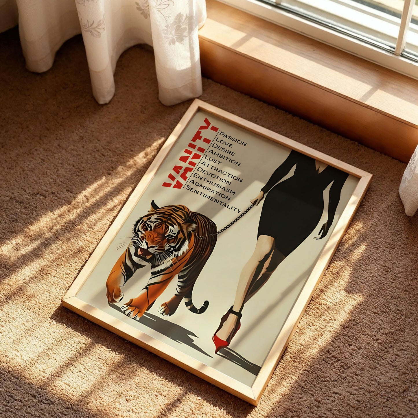 Vintage Woman Walking a Tiger Poster