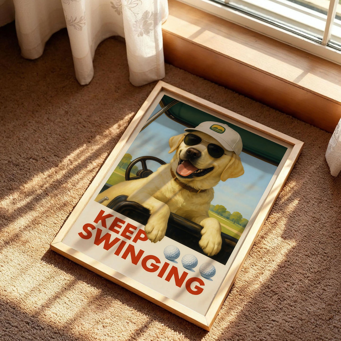 Golden Retriever Golf Art Print