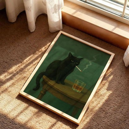 Smoking Black Cat Poster