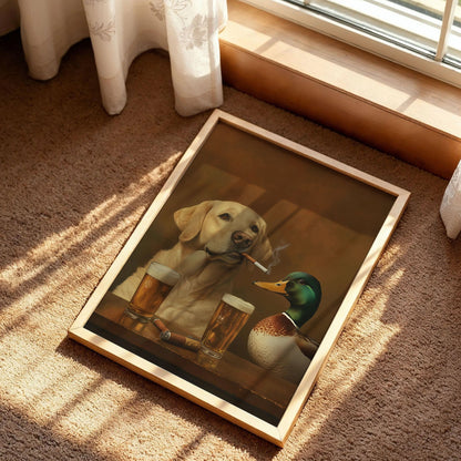 A Labrador Retriever and a Mallard Duck Cabin Wall Decor