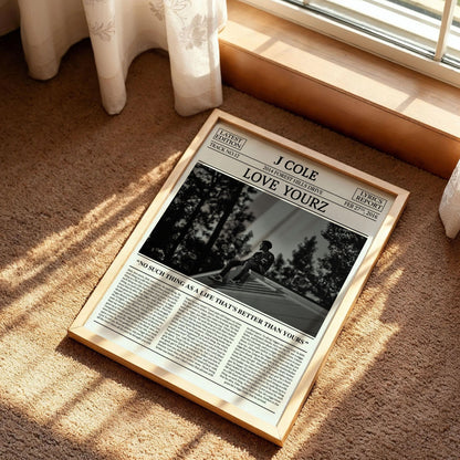 J. Cole Retro Newspaper Print