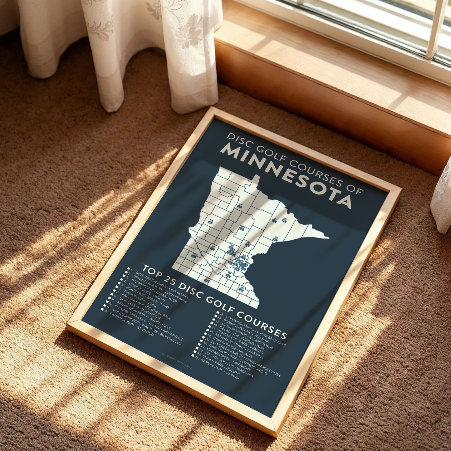 Minnesota Disc Golf Checklist Map Poster