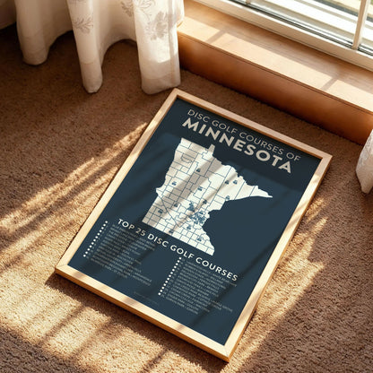 Minnesota Disc Golf Checklist Map Poster