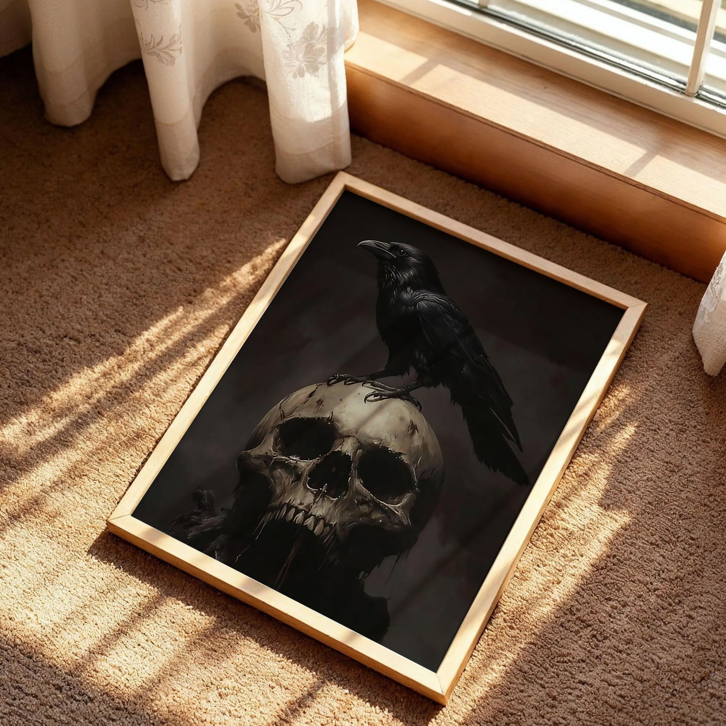 Vintage Raven Skull Art Print
