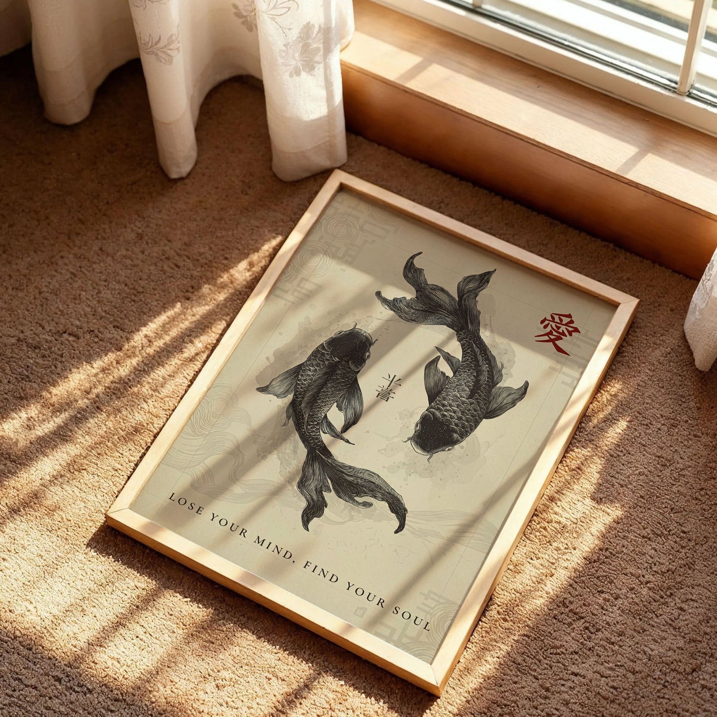 Black Koi Fish Japanese Poster