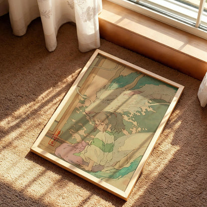 Chihiro Ogino and Haku from Spirited Away Poster