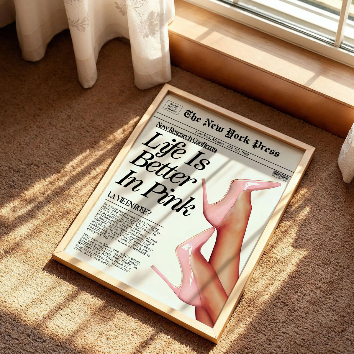 Pink Newspaper Print