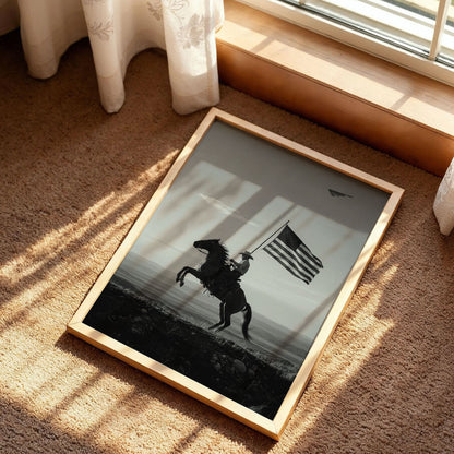 Black and White USA Flag Cowboy Wall Art