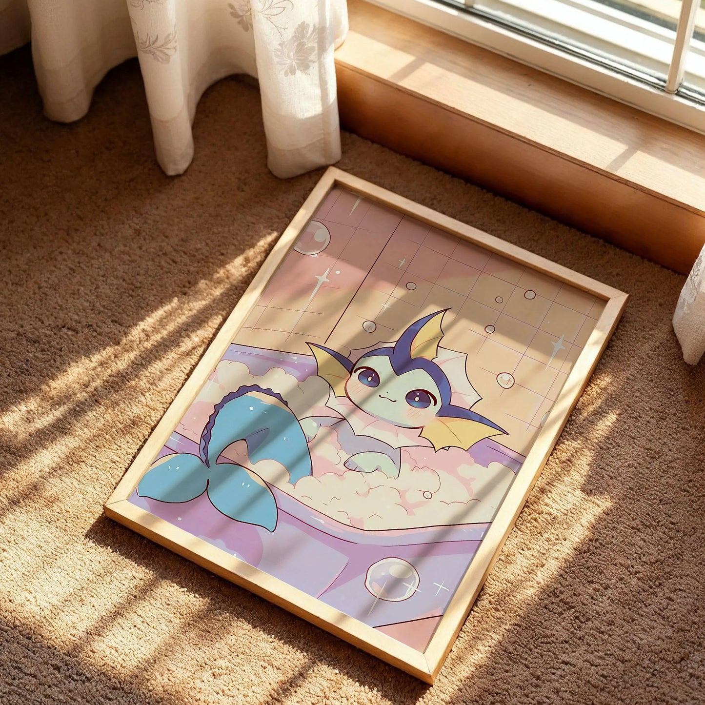 Vaporeon Bubble Bath Art Print