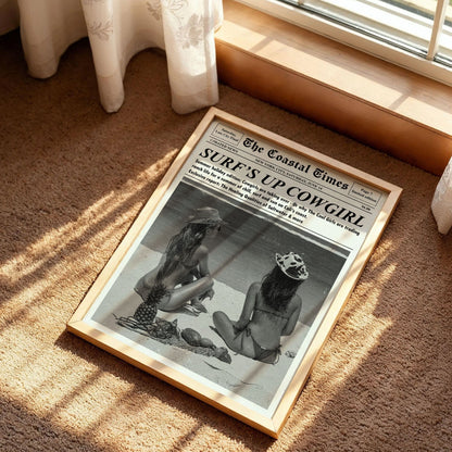 Surf's Up Cowgirl Newspaper Print
