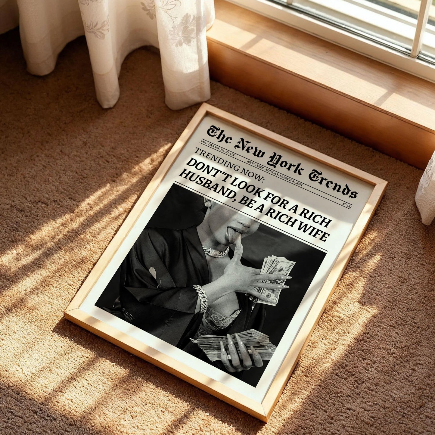 Don't Look For A Rich Husband Era Newspaper Poster