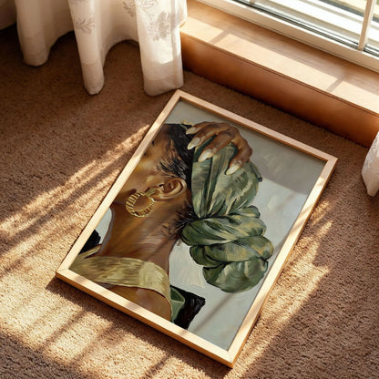 Black Girl Art Green Headwrap Poster