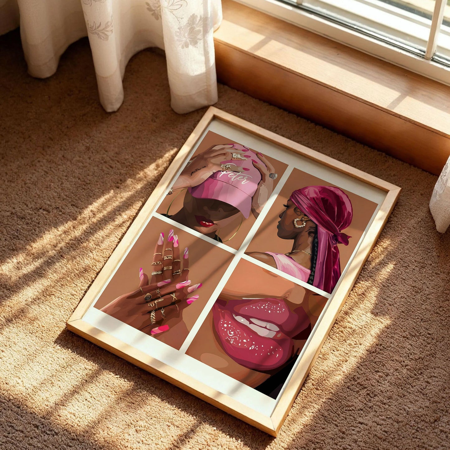 Black Girl Pink Bedroom Art Posters