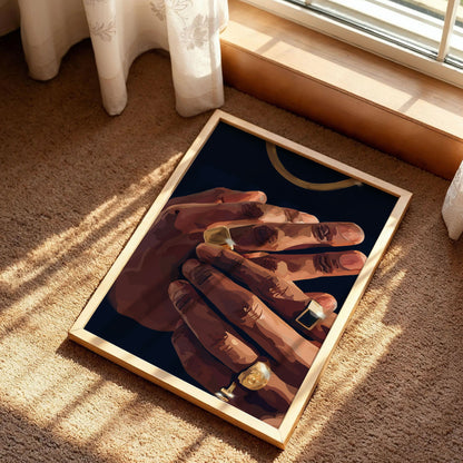 Gold Rings Black Art Print