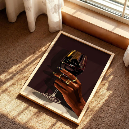 Black Woman And Wine Art