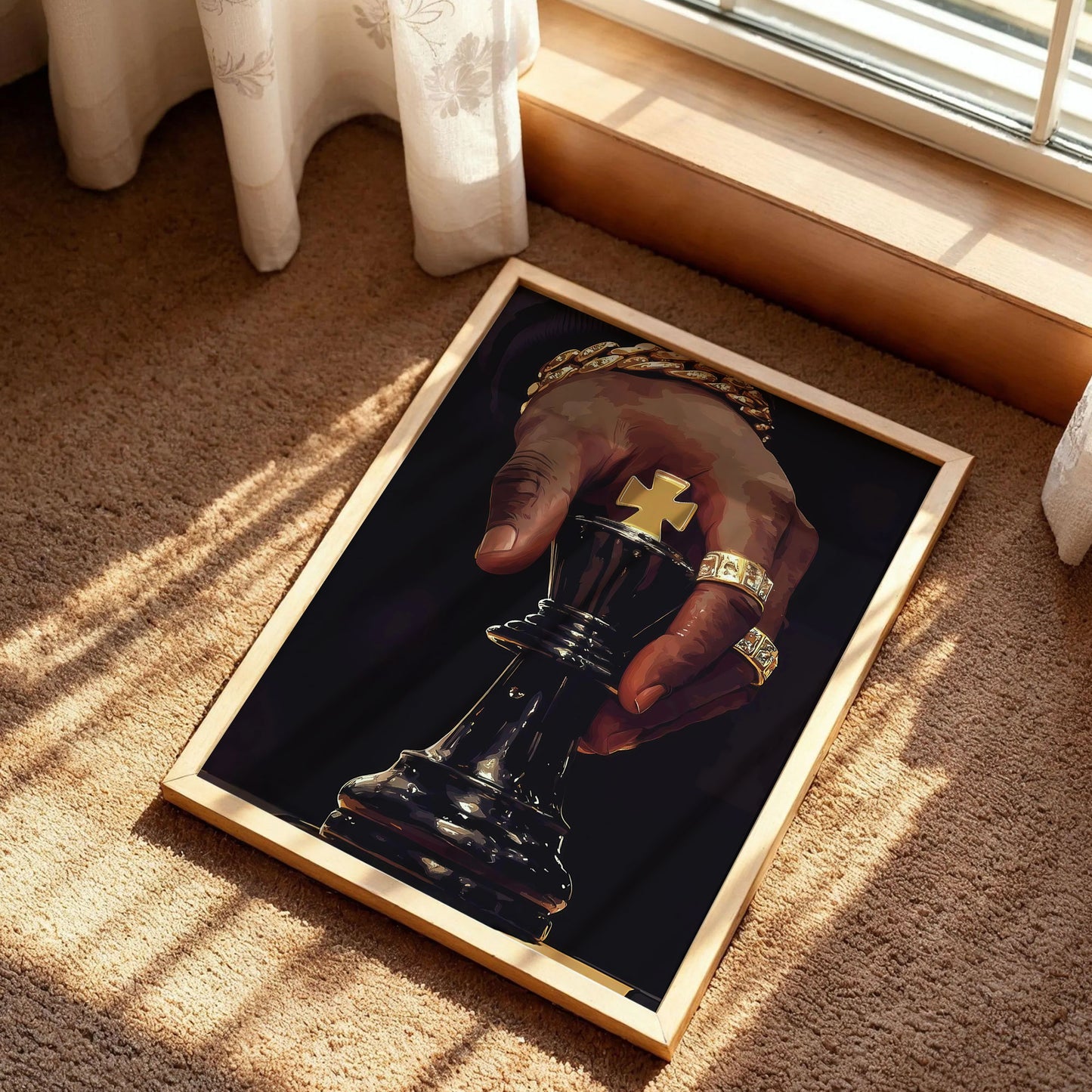 Chess King Black Art Poster