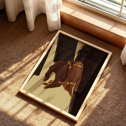 Black Couple Holding Hands Wall Art