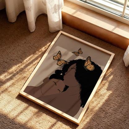 Black Mother and Daughter Wall Art