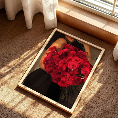 Black Woman Red Rose Art Print