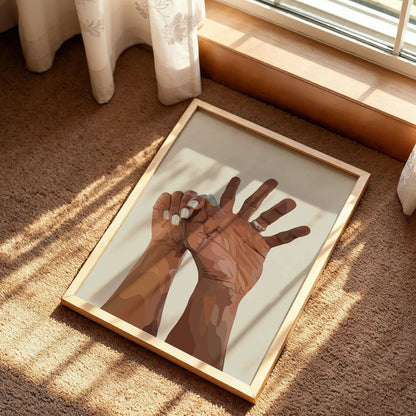 Black Couple Holding Hands Wall Art
