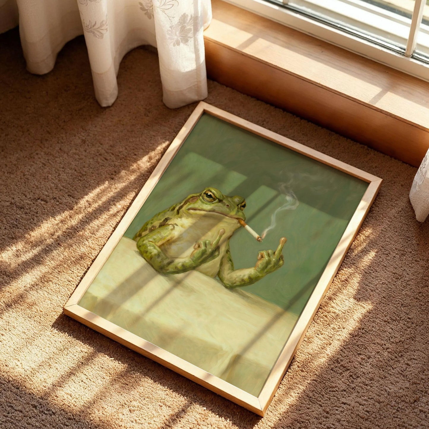 Frog Smoking a Cigarette Vintage Poster
