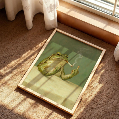 Frog Smoking a Cigarette Vintage Poster