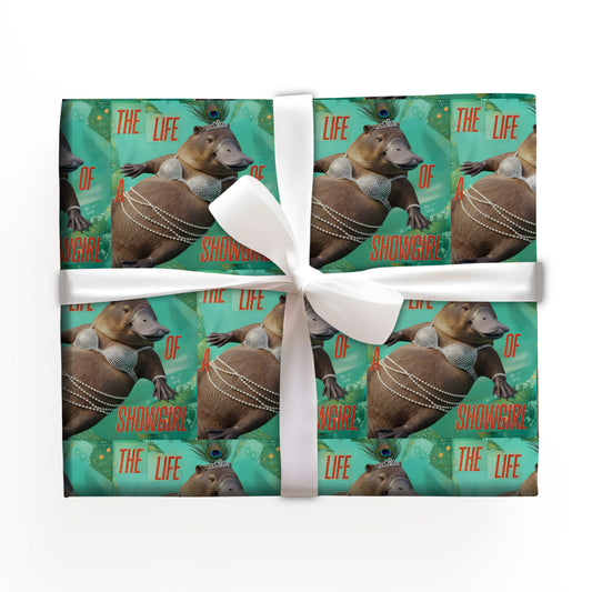 Platypus Aqua Red Showgirl Gift Wrap