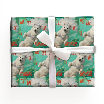 Samoyed  Aqua Red Pop Star Wrapping Paper