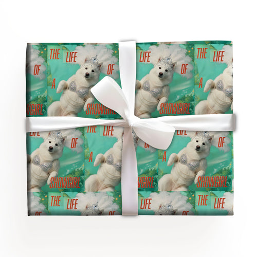 Samoyed  Aqua Red Pop Star Wrapping Paper