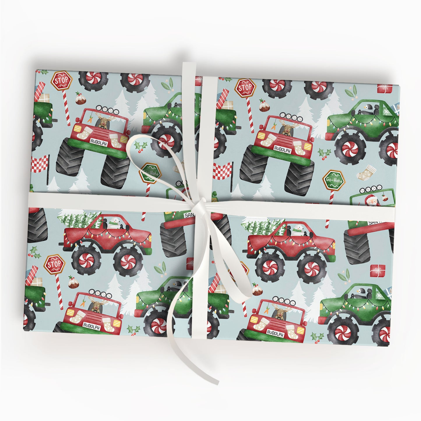 Monster Truck Christmas Wrapping Paper