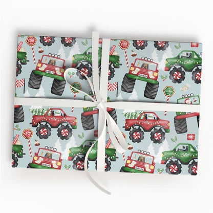 Monster Truck Christmas Wrapping Paper