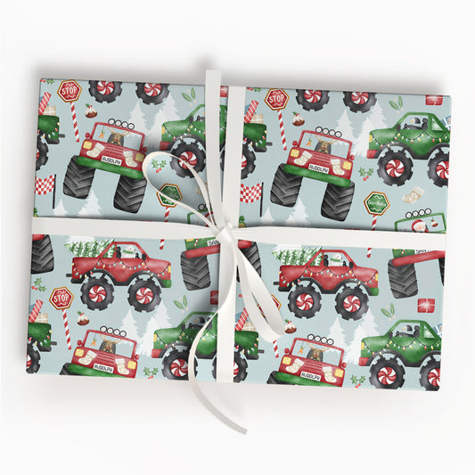 Monster Truck Christmas Wrapping Paper
