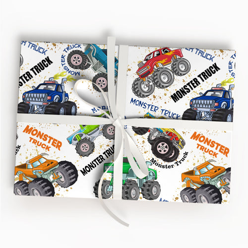 Monster Truck Christmas Wrapping Paper, Boy Gift Wrap