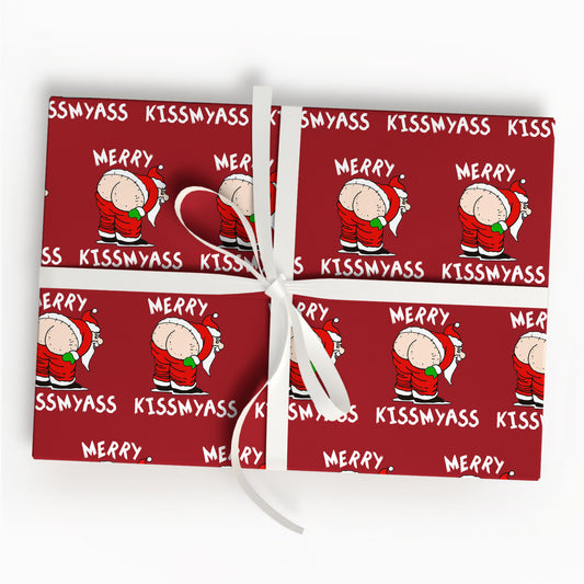 Merry Kissmyass Santa Christmas Wrapping Paper Sheets