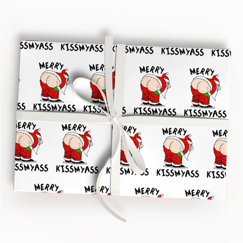 Merry Kissmyass Santa Christmas Wrapping Paper Rolls