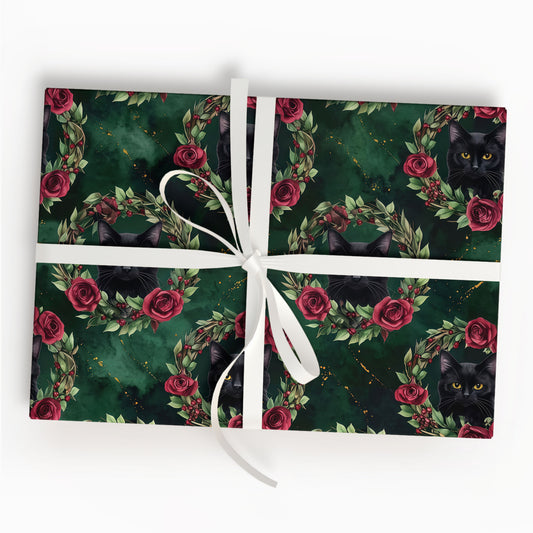 Black Cat Christmas Wrapping Paper