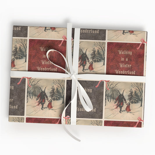 Gothic Krampus And Baby Wrapping Paper