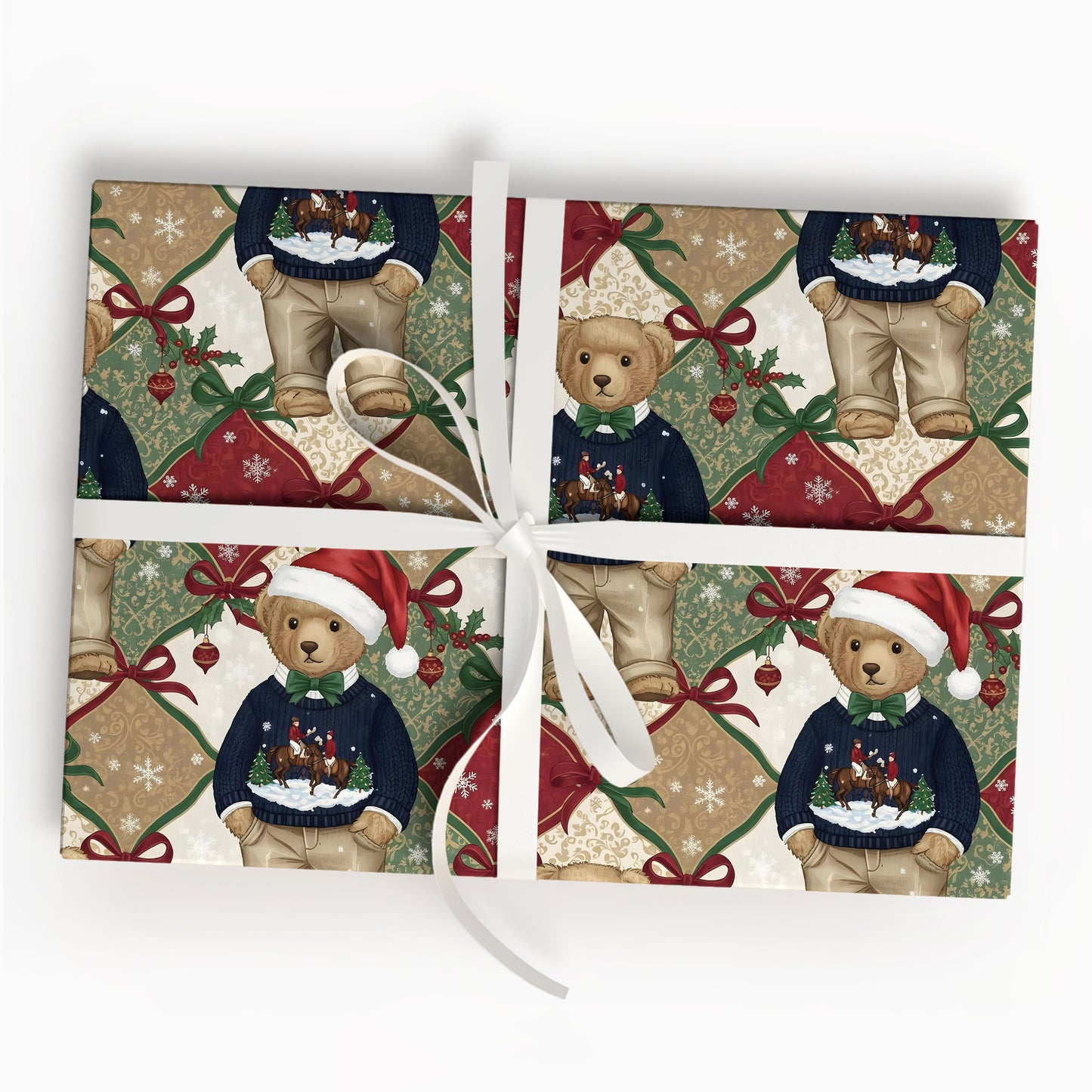 Teddy Santa Christmas Wrapping Paper