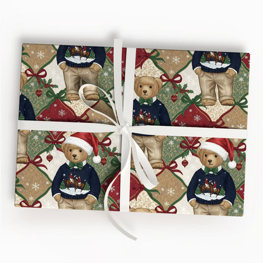 Teddy Santa Christmas Wrapping Paper