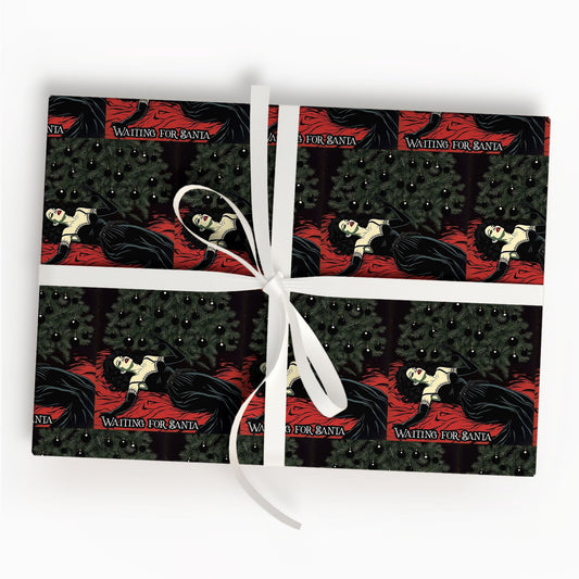 Gothic Waiting For Santa Wrapping Paper