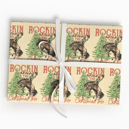 Retro Rocking Around The Christmas Tree Wrapping Paper