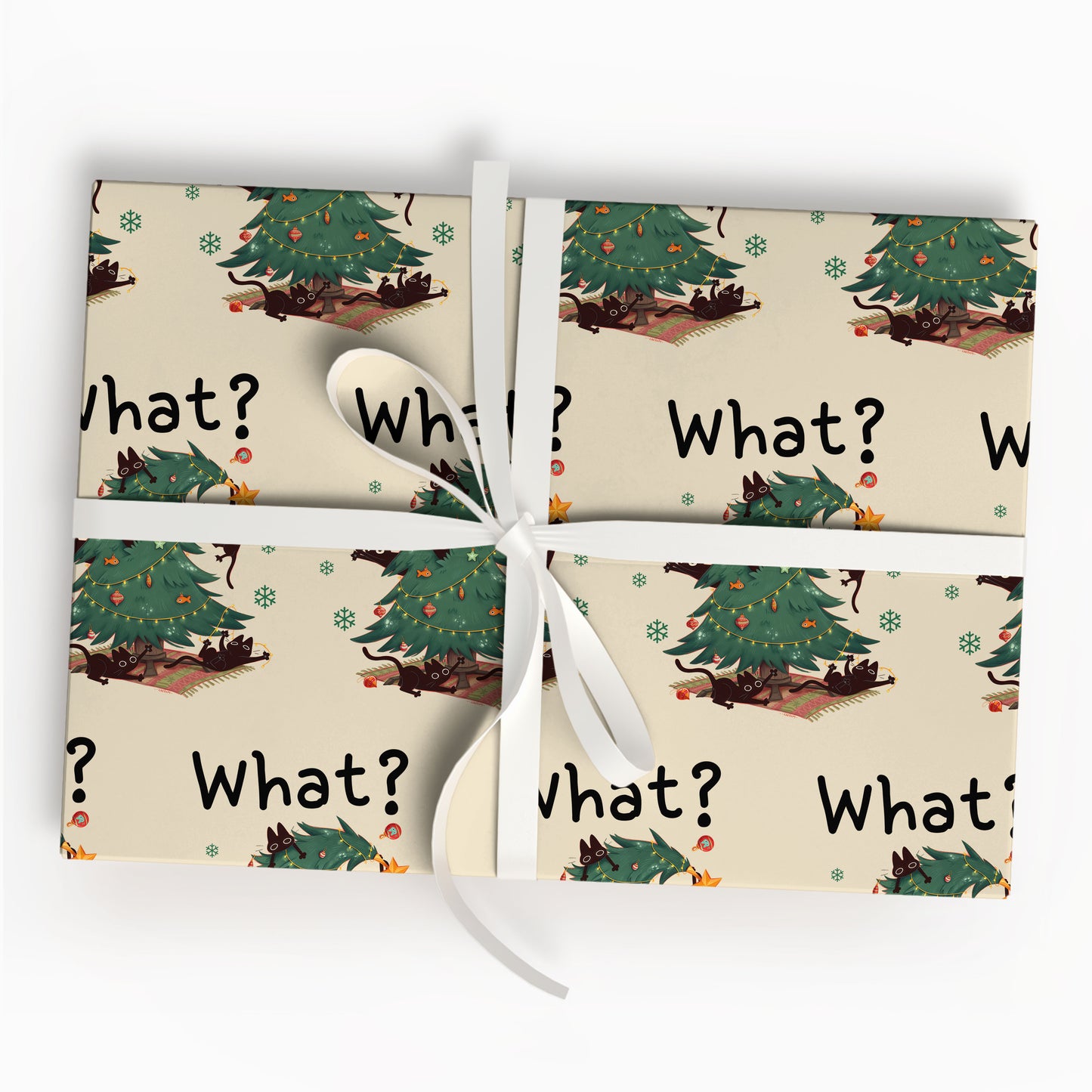 Black Cat Christmas Wrapping Paper