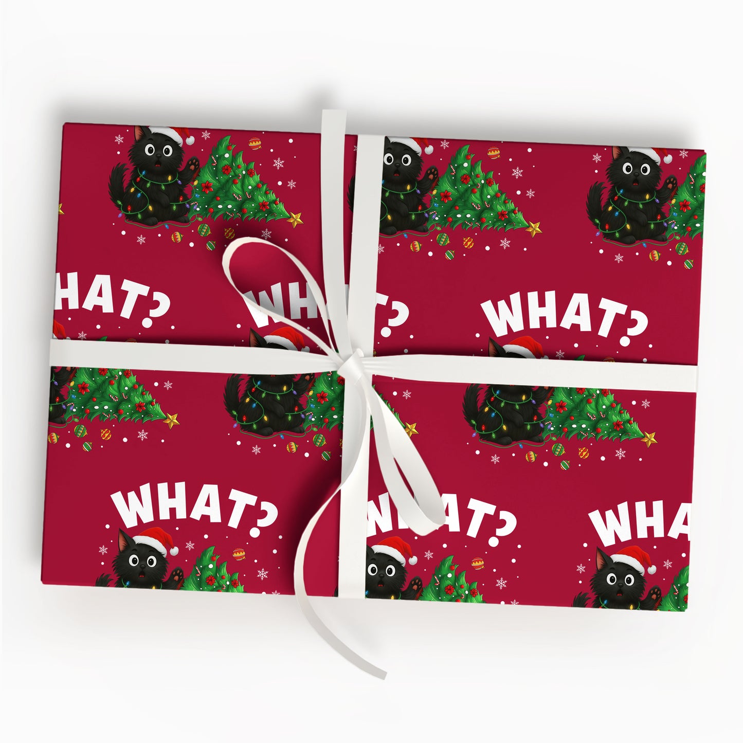 Funny Black Cat Holiday Gift Wrap
