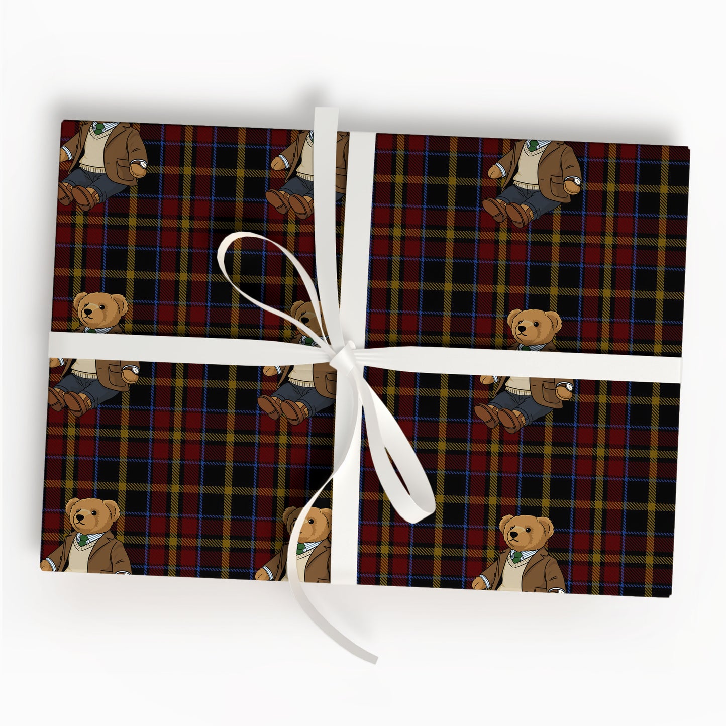 Plaid Bear Wrapping Paper