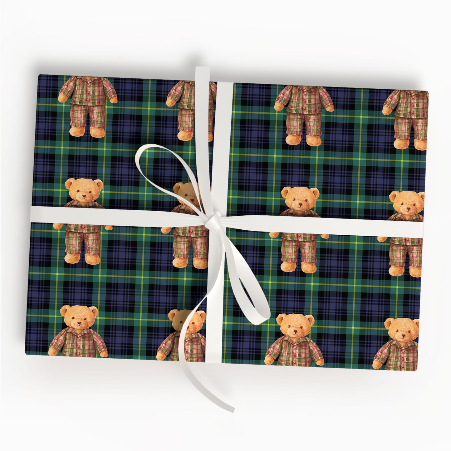 Plaid Bear Wrapping Paper Christmas Gift