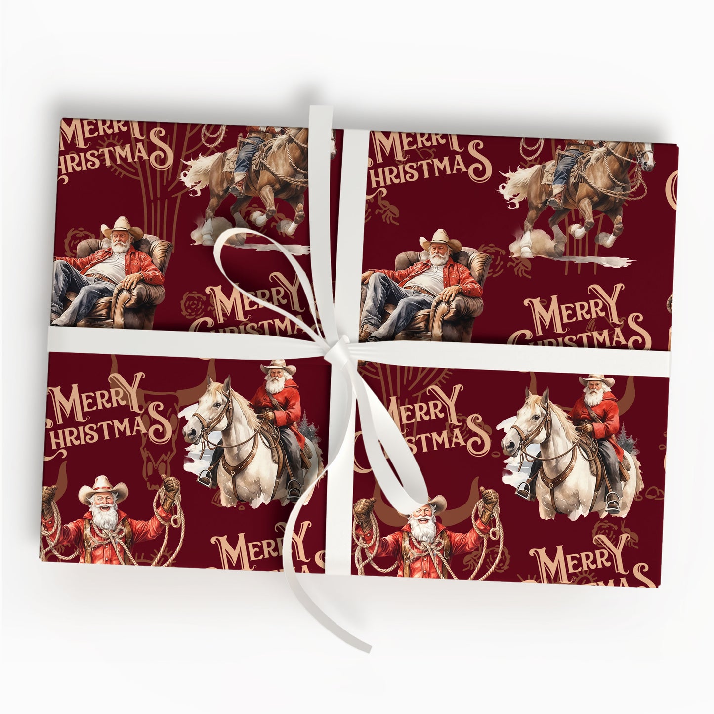 Cowboy Santa Christmas Wrapping Paper